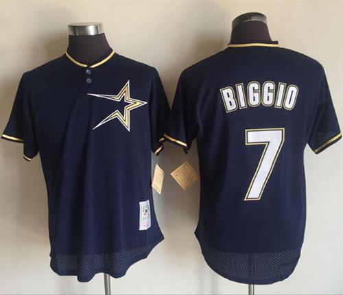 Mitchell And Ness 1997 Astros #7 Craig Biggio Navy Blue Throwback Stitched MLB Jersey